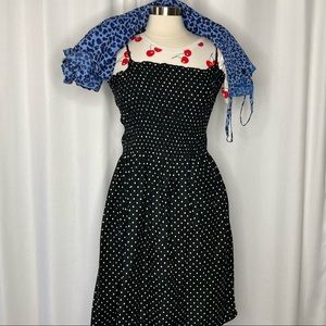 🍒 LOT of 3 items! 2 H&M sun dress & F 21 cherry t-shirt polka dots leopard Med